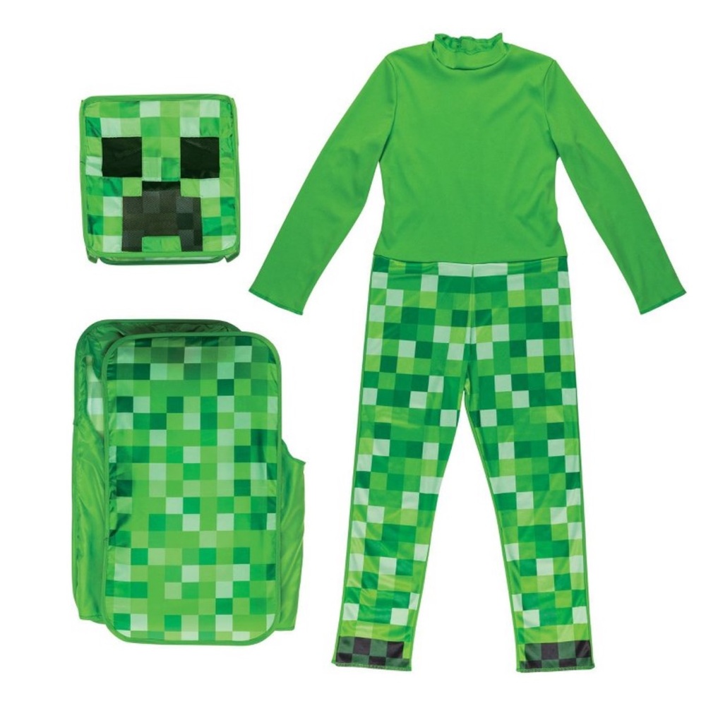 Mojang Synergies AB Kids' Minecraft Creeper Classic Costume Suit Green - Picture 3 of 6